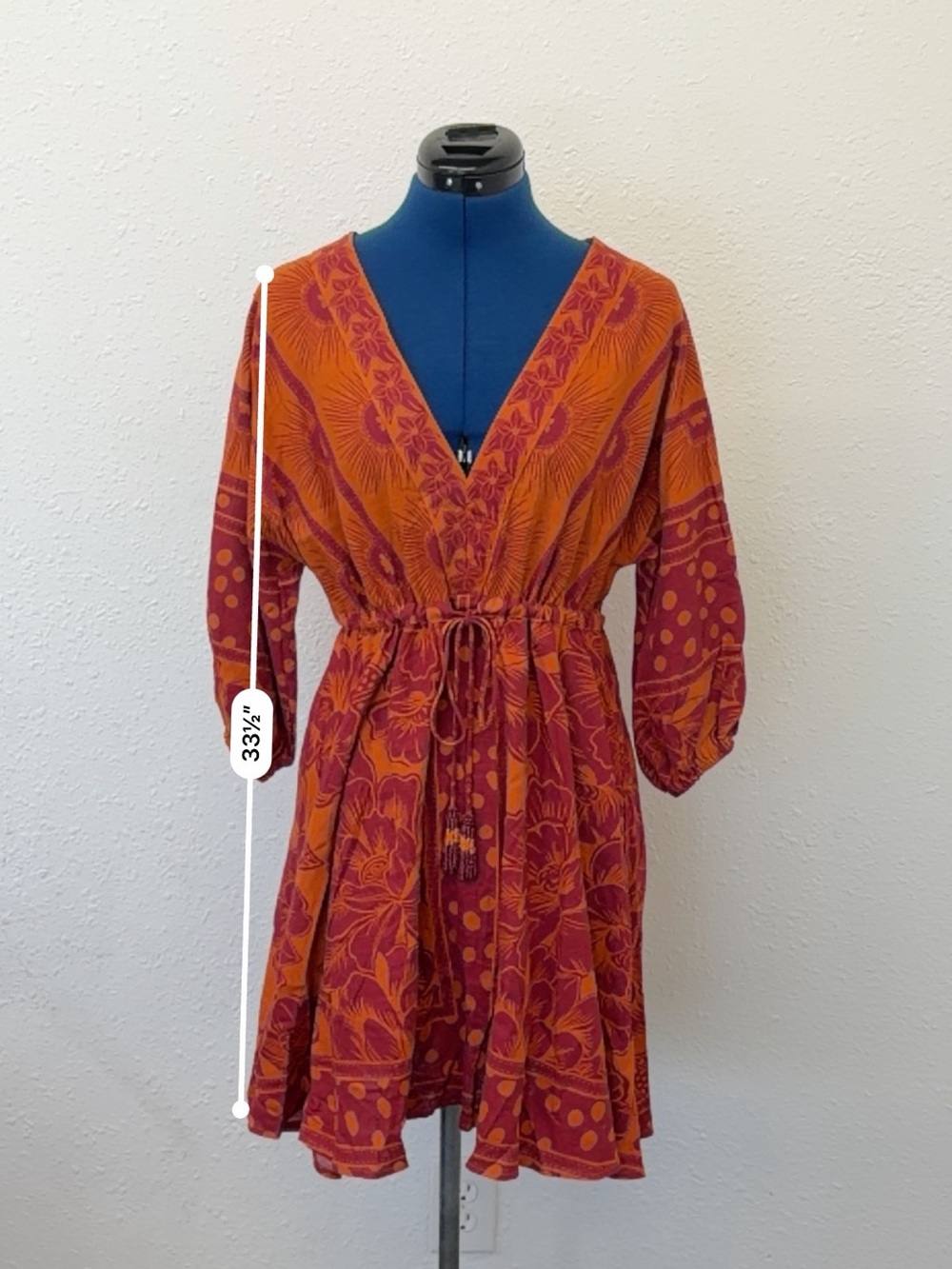 FARM Rio Anthropologie Orange Tunic Mini Dress Size S - Picture 8 of 11
